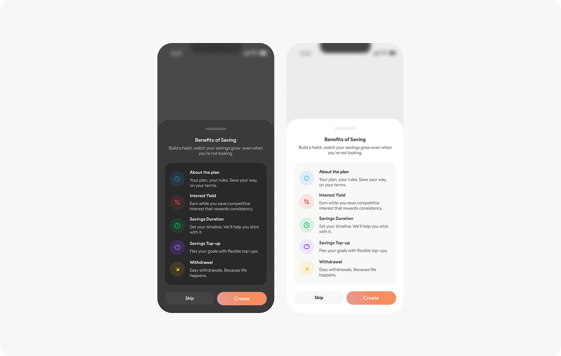 Fintech - Benefits of Savings Screen preview
